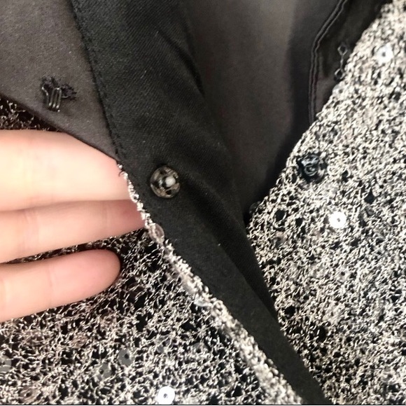 Tadashi Shoji Cocktail Top with Silver Sequins and Bow Size 8 - Picture 7 of 12